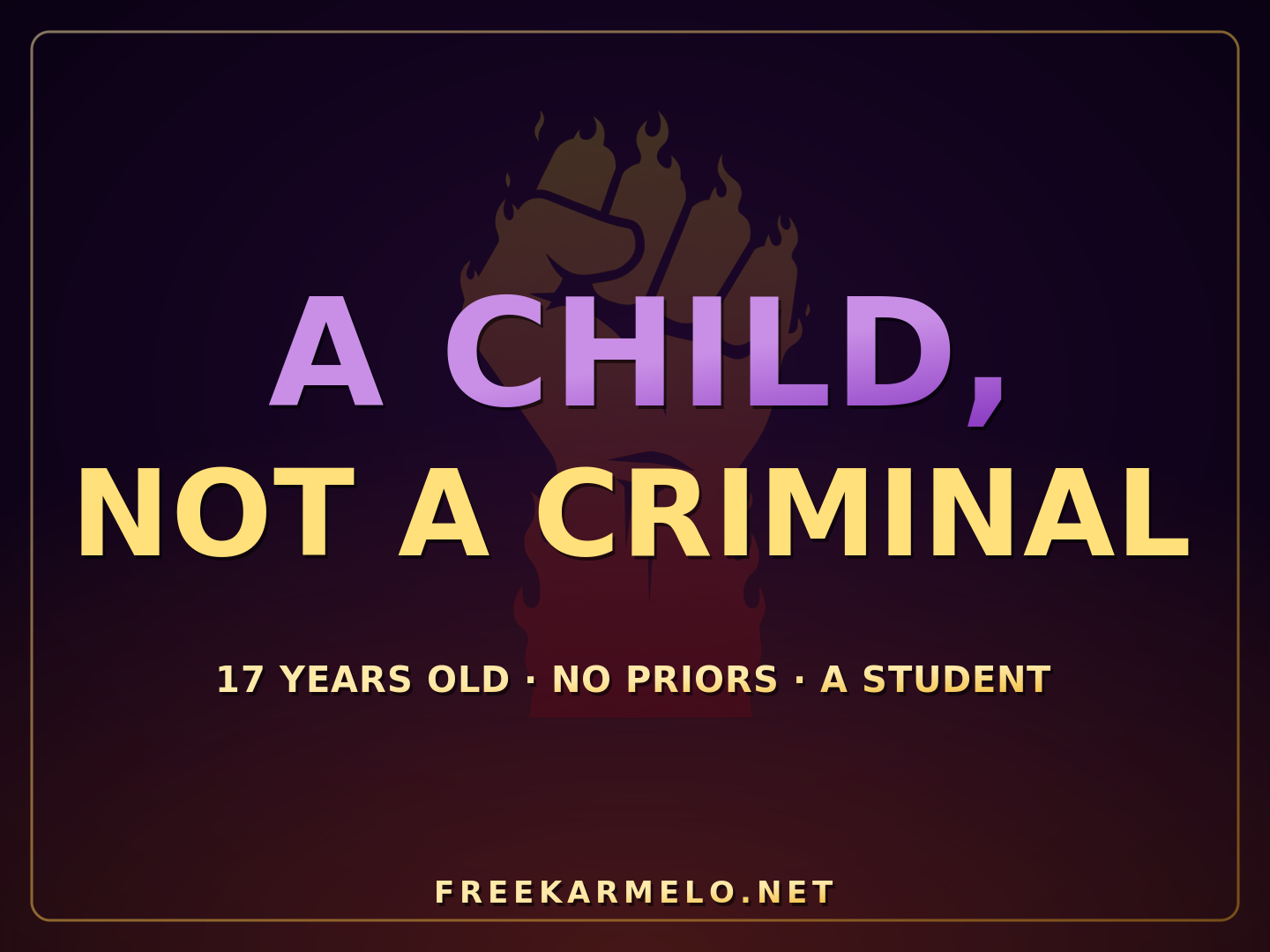 A CHILD, NOT A CRIMINAL protest sign